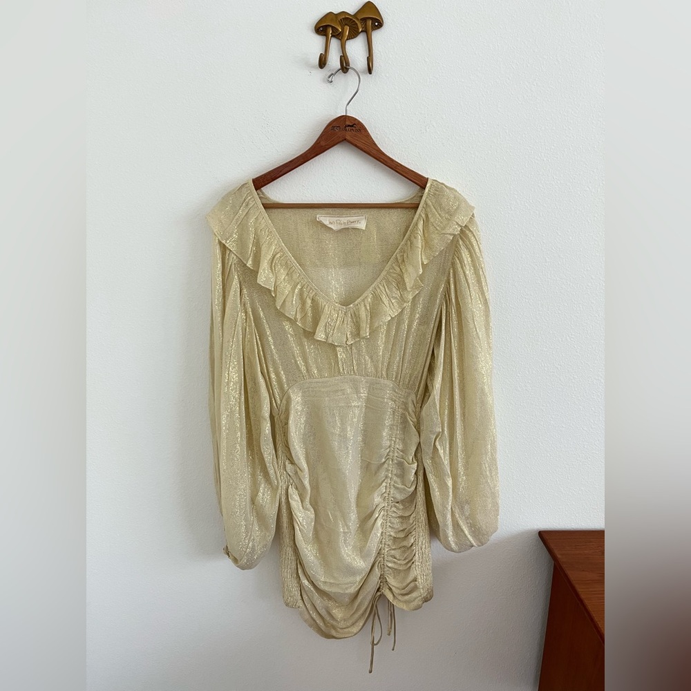 Jens Pirate Booty Gold Metallic Vambelle Dress XS